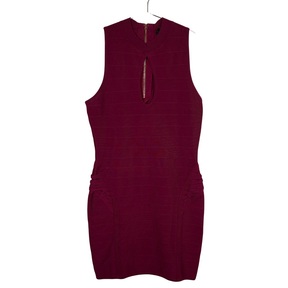 Sexy Burgundy Bodycon Dress GUESS Keyhole Bandage Sleeveless Mini Large
